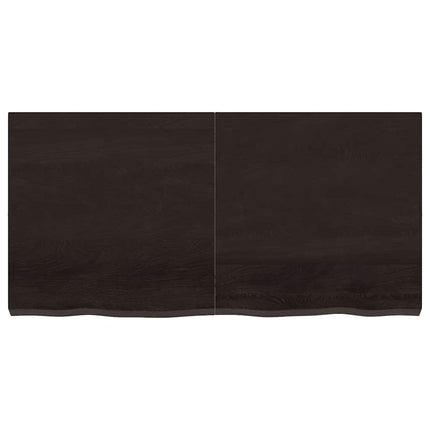 væghylde 120x60x(2-6) cm behandlet massivt egetræ mørkebrun