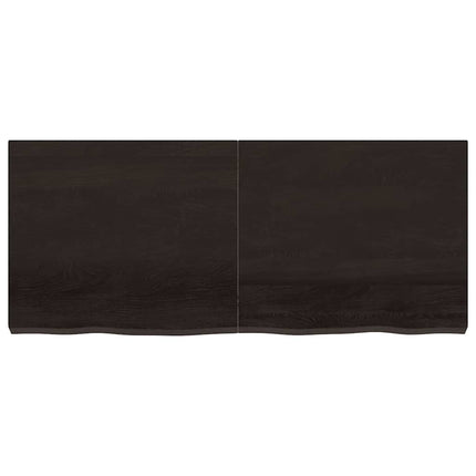 væghylde 140x60x(2-6) cm behandlet massivt egetræ mørkebrun