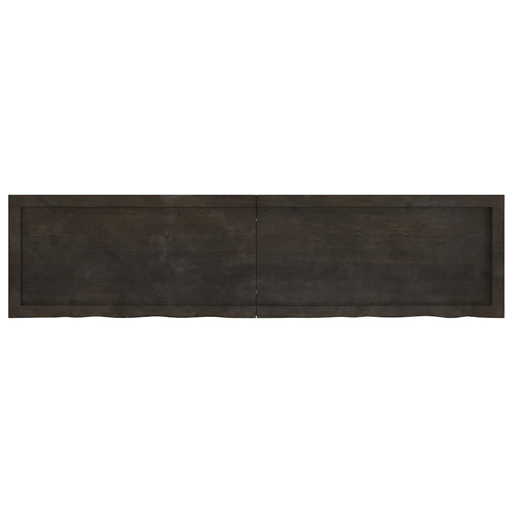 væghylde 160x40x(2-4) cm behandlet massivt egetræ mørkebrun