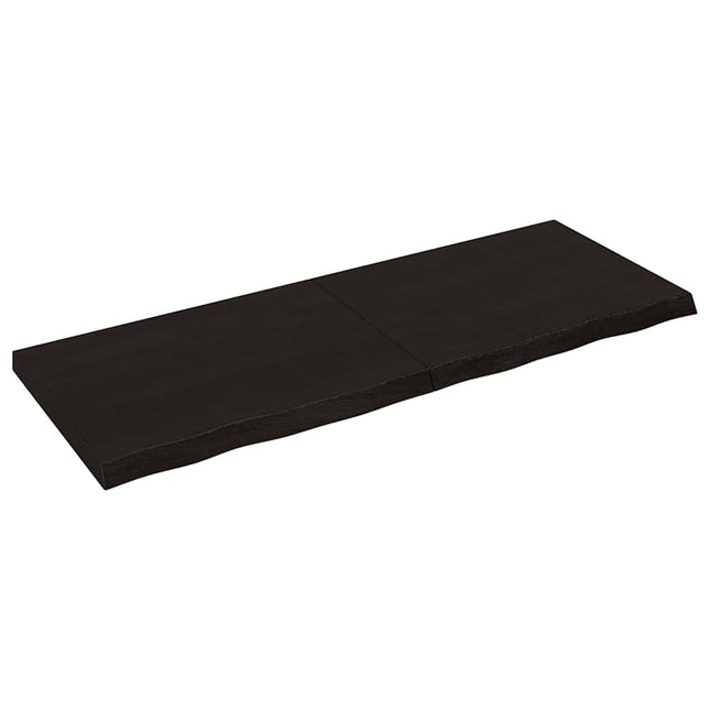 væghylde 160x60x(2-6) cm behandlet massivt egetræ mørkebrun