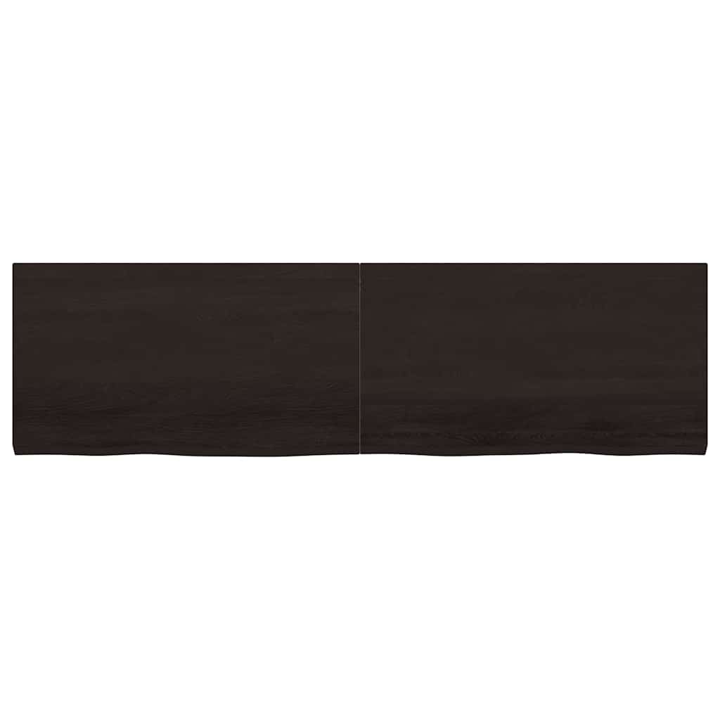 væghylde 180x50x(2-4) cm behandlet massivt egetræ mørkebrun