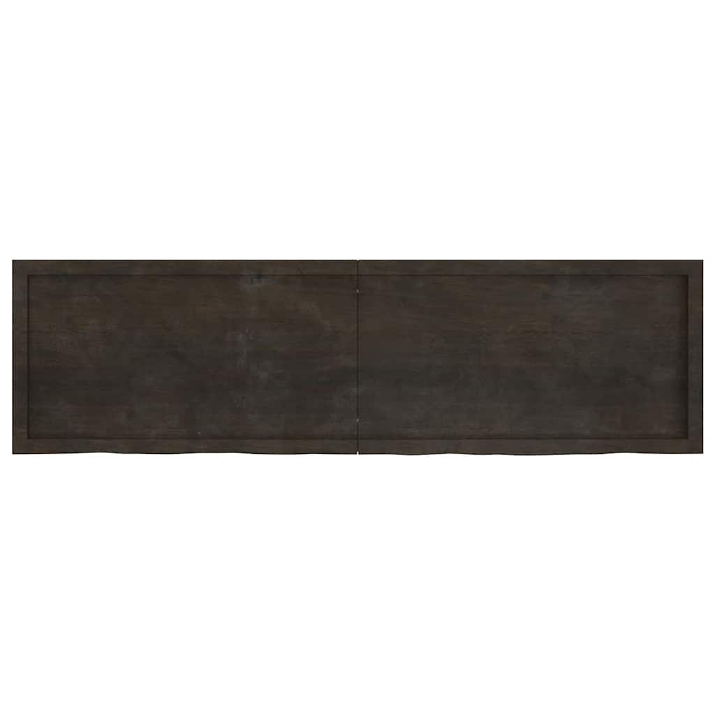 væghylde 180x50x(2-6) cm behandlet massivt egetræ mørkebrun