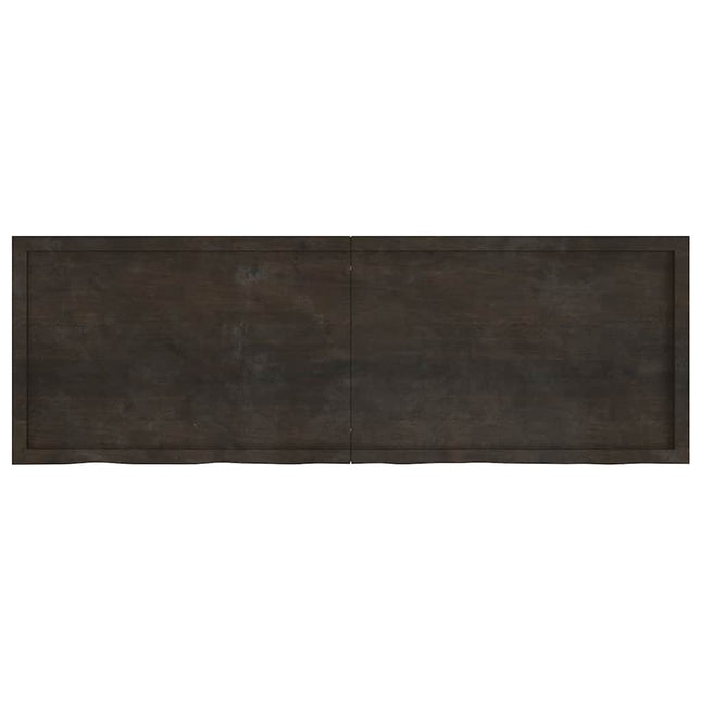væghylde 180x60x(2-4) cm behandlet massivt egetræ mørkebrun