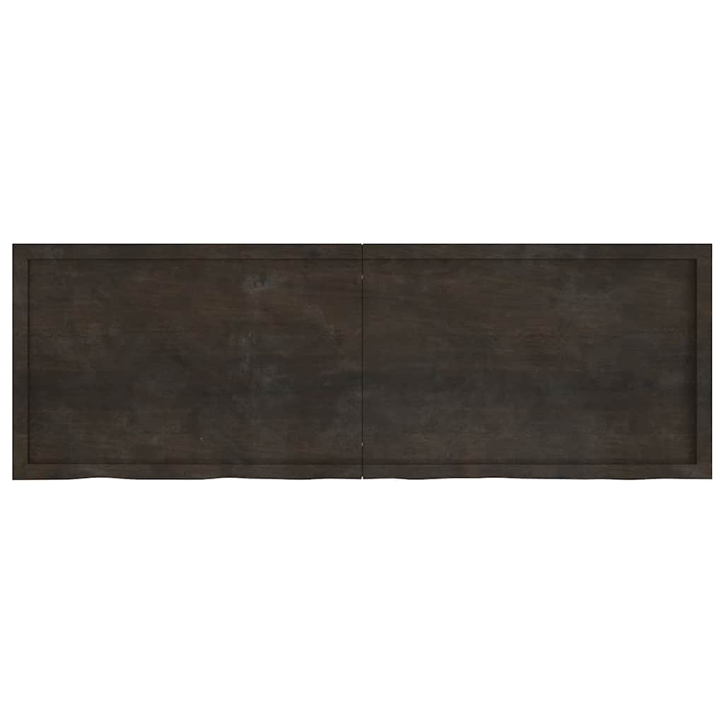 væghylde 180x60x(2-4) cm behandlet massivt egetræ mørkebrun