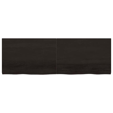 væghylde 180x60x(2-4) cm behandlet massivt egetræ mørkebrun