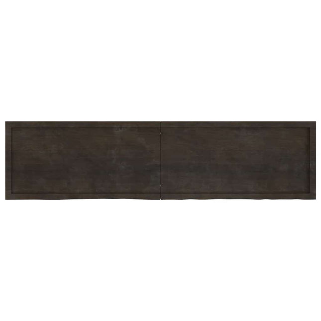 væghylde 200x50x(2-4) cm behandlet massivt egetræ mørkebrun