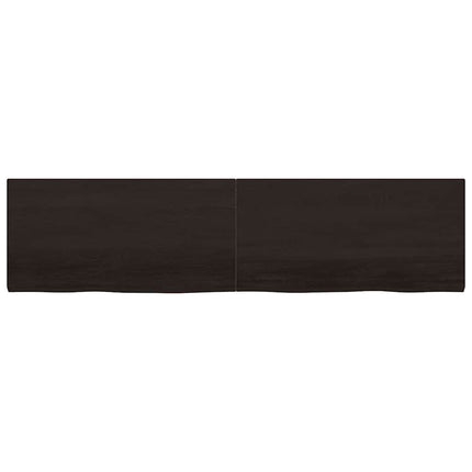 væghylde 200x50x(2-4) cm behandlet massivt egetræ mørkebrun