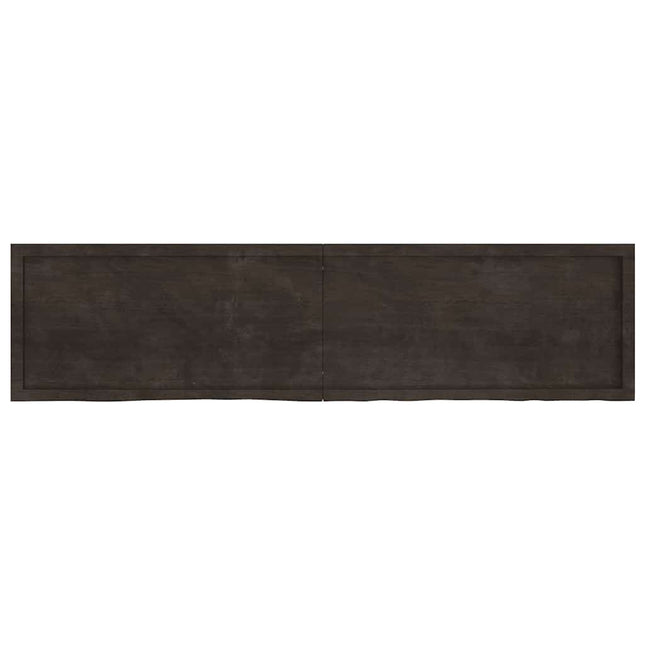 væghylde 200x50x(2-6) cm behandlet massivt egetræ mørkebrun