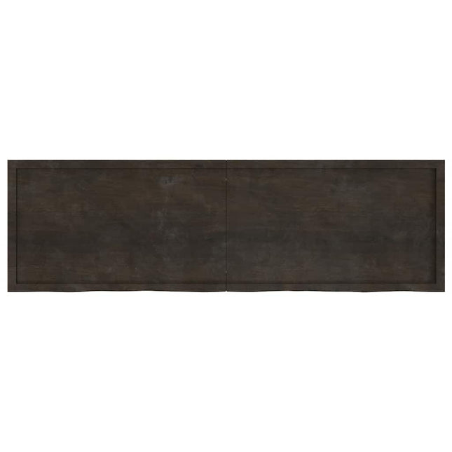 væghylde 200x60x(2-6) cm behandlet massivt egetræ mørkebrun