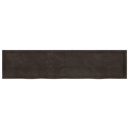 væghylde 220x50x(2-4) cm behandlet massivt egetræ mørkebrun