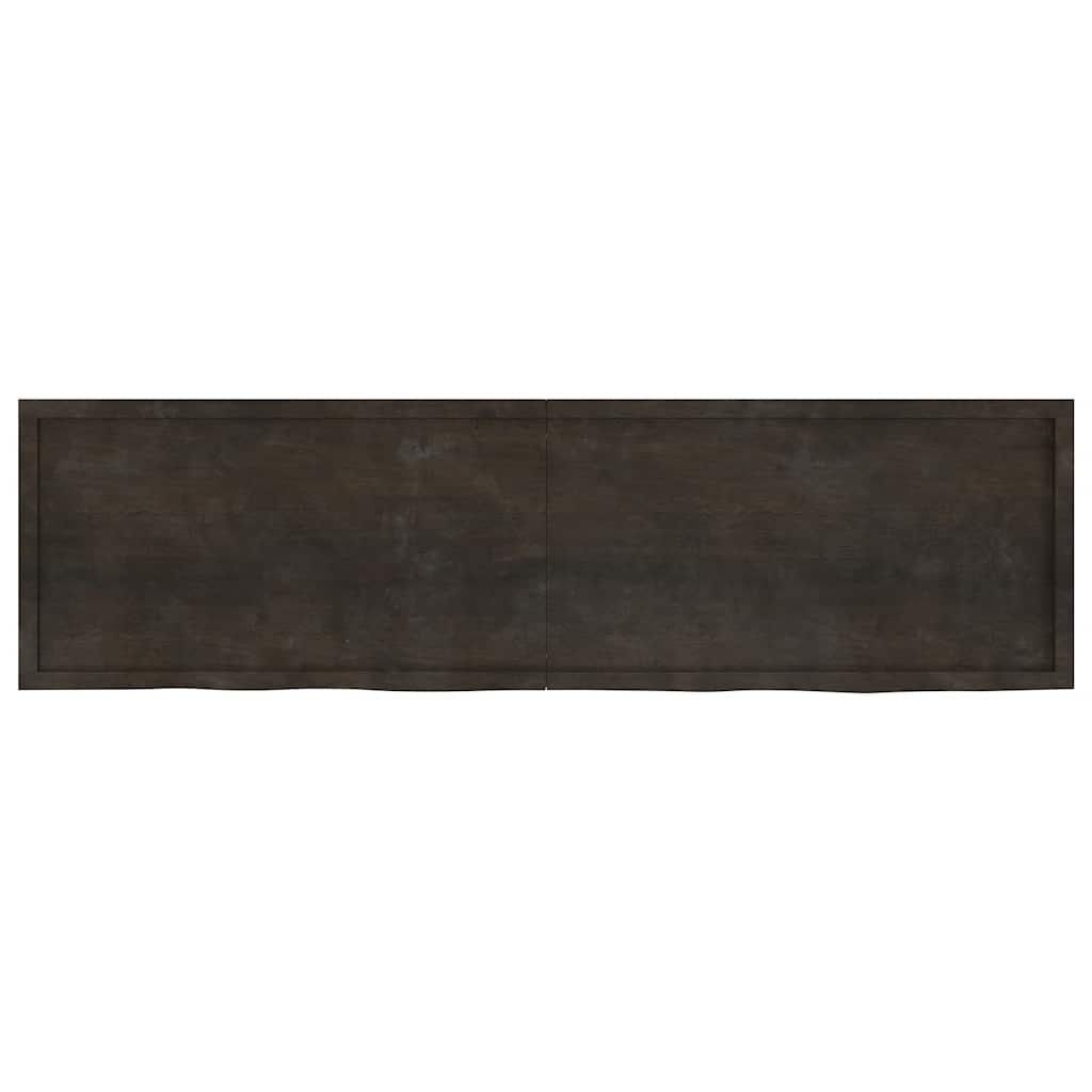 væghylde 220x60x(2-4) cm behandlet massivt egetræ mørkebrun