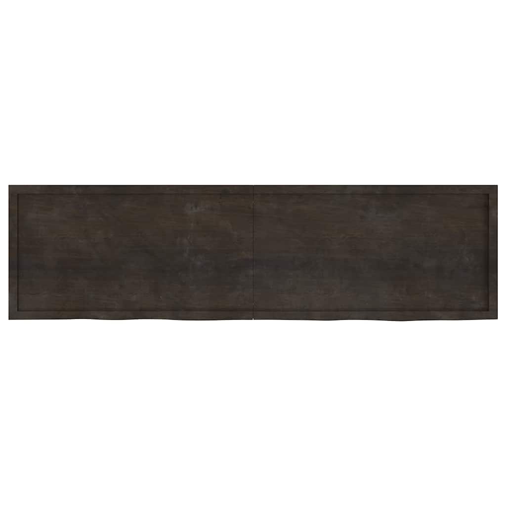 væghylde 220x60x(2-6) cm behandlet massivt egetræ mørkebrun
