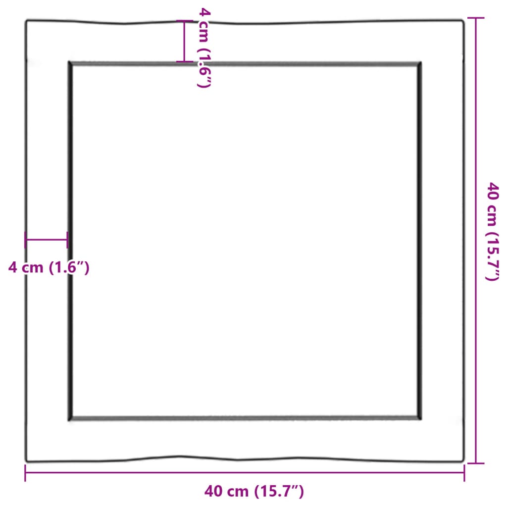 bordplade 40x40x(2-4)cm naturlig kant ubehandlet massivt træ