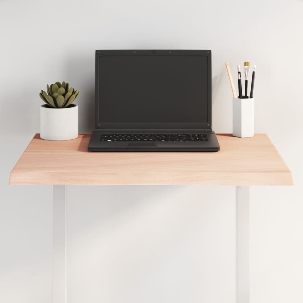 bordplade 60x40x2 cm naturlig kant ubehandlet massivt egetræ billede