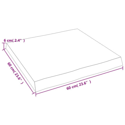 bordplade 60x60x(2-6)cm naturlig kant ubehandlet massivt træ