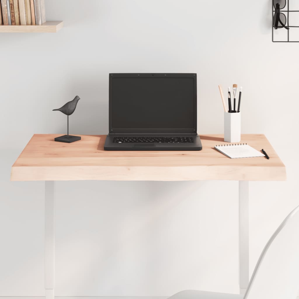 bordplade 80x40x(2-4)cm naturlig kant ubehandlet massivt træ billede