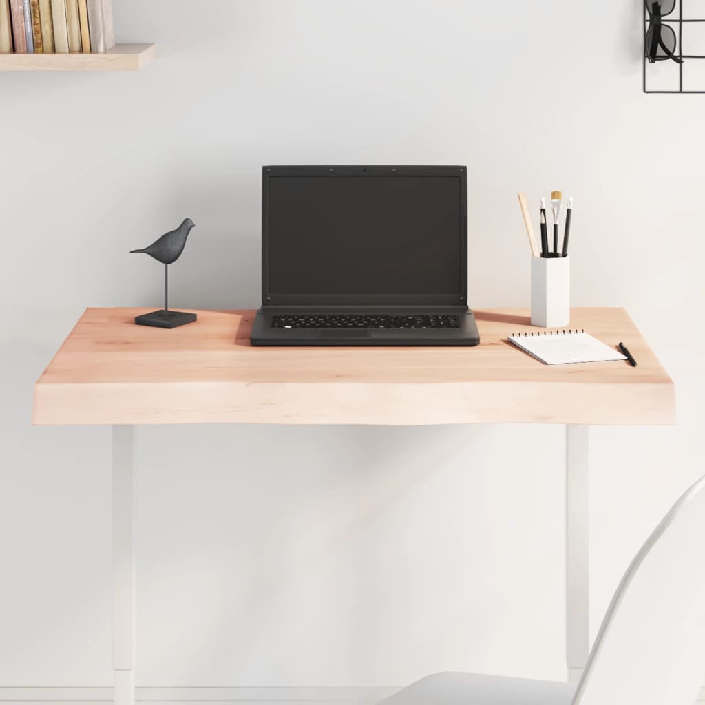 bordplade 80x50x(2-6)cm naturlig kant ubehandlet massivt træ billede