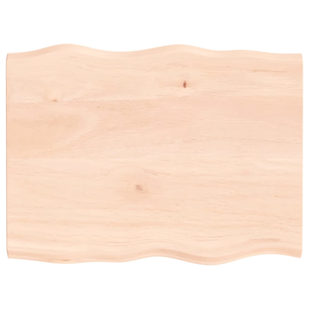 bordplade 80x60x2 cm naturlig kant ubehandlet massivt egetræ