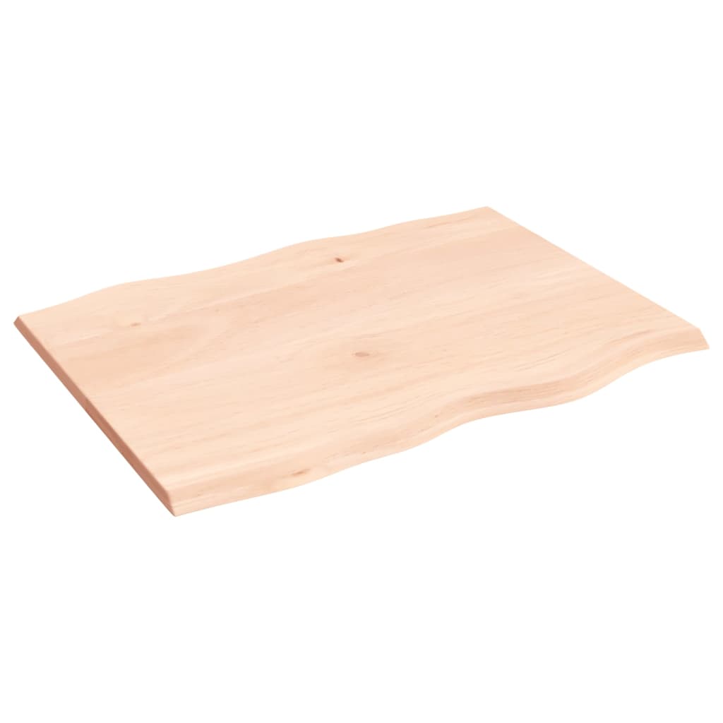 bordplade 80x60x2 cm naturlig kant ubehandlet massivt egetræ