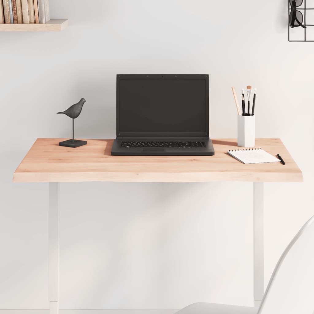 bordplade 80x60x2 cm naturlig kant ubehandlet massivt egetræ billede