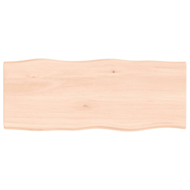 bordplade 100x40x2 cm naturlig kant ubehandlet massivt egetræ