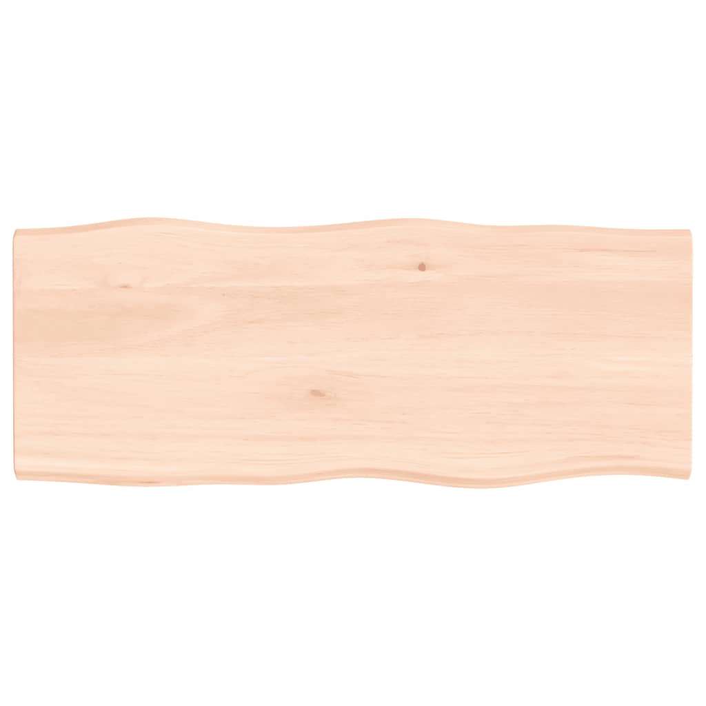 bordplade 100x40x2 cm naturlig kant ubehandlet massivt egetræ