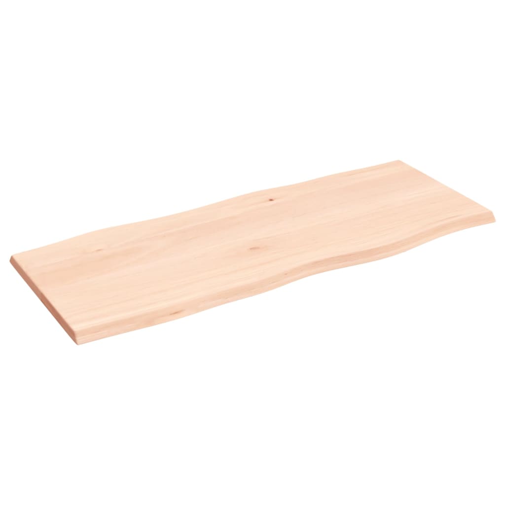 bordplade 100x40x2 cm naturlig kant ubehandlet massivt egetræ