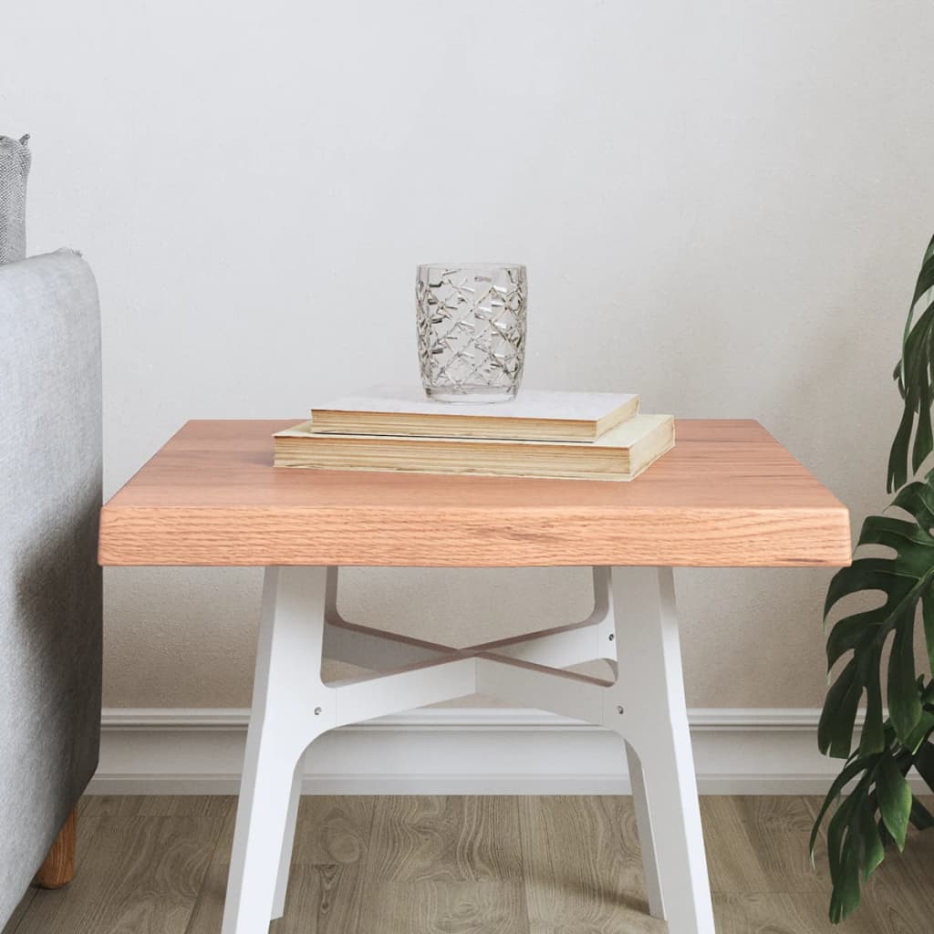 bordplade 40x40x(2-4) cm naturlig kant behandlet træ lysebrun billede