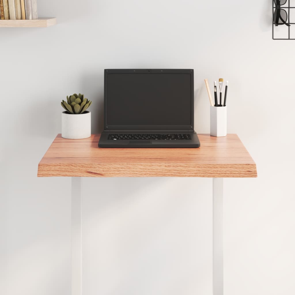 bordplade 60x40x(2-4) cm naturlig kant behandlet træ lysebrun