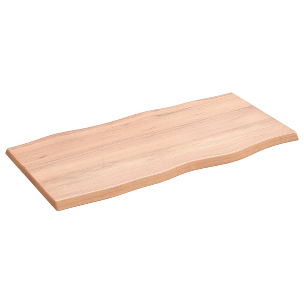 bordplade 80x40x2 cm naturlig kant behandlet egetræ lysebrun