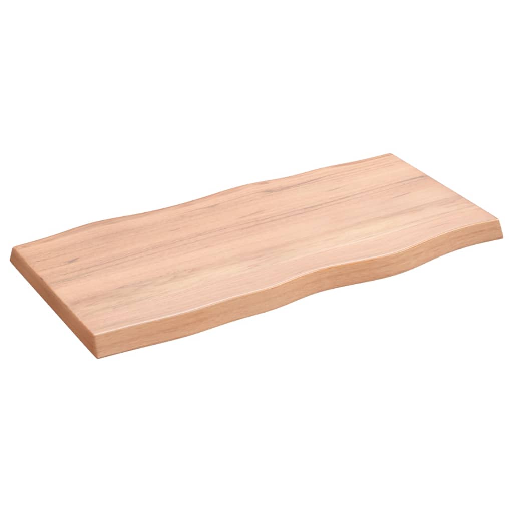 bordplade 80x40x(2-4) cm naturlig kant behandlet træ lysebrun