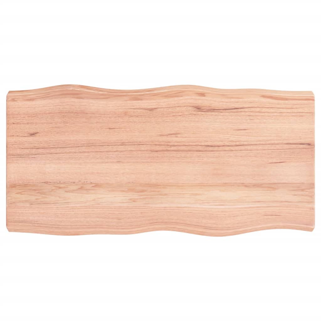 bordplade 80x40x(2-6) cm naturlig kant behandlet træ lysebrun