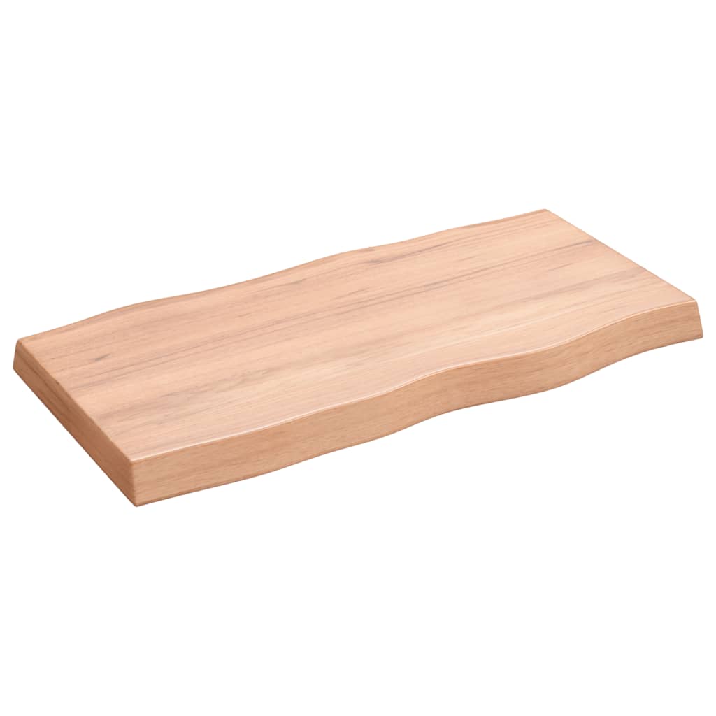 bordplade 80x40x(2-6) cm naturlig kant behandlet træ lysebrun