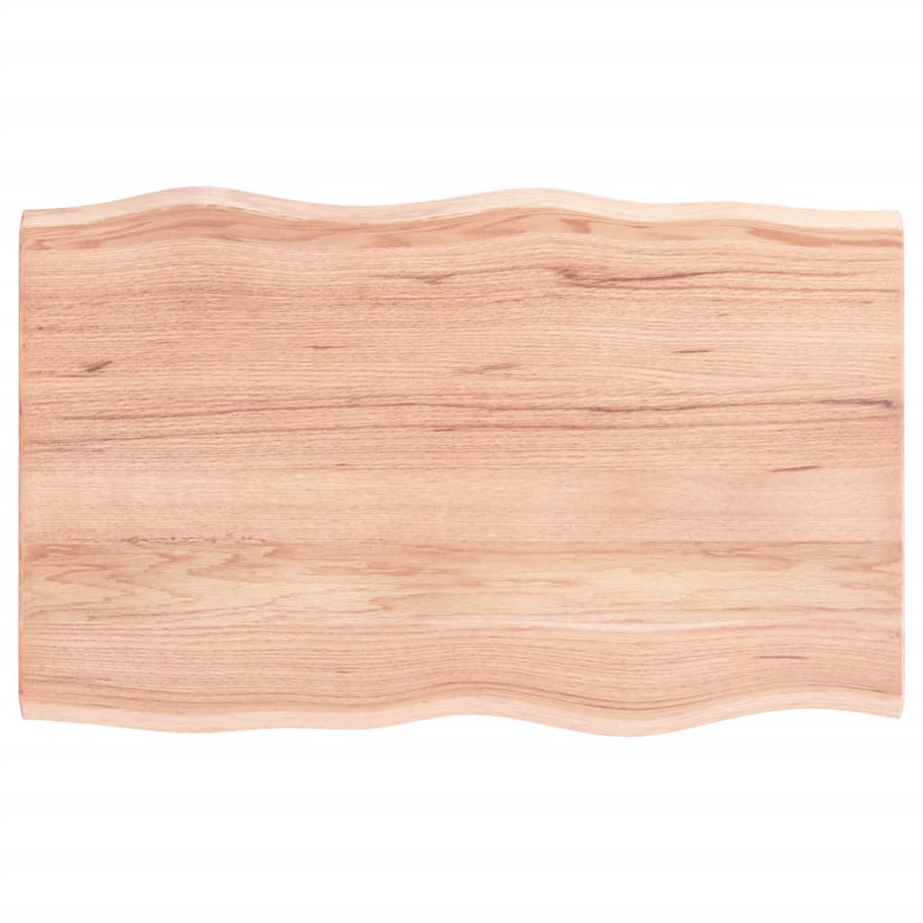 bordplade 80x50x2 cm naturlig kant behandlet egetræ lysebrun