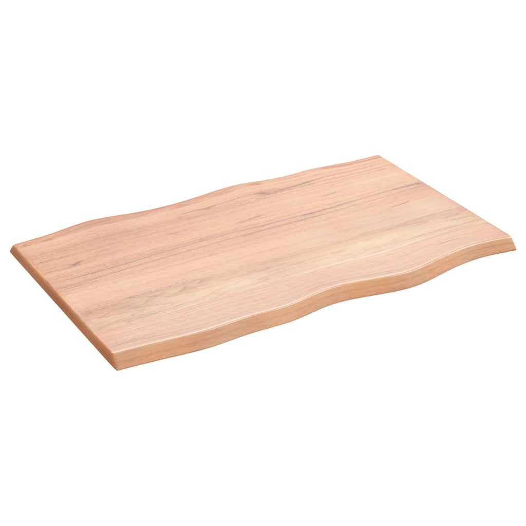 bordplade 80x50x2 cm naturlig kant behandlet egetræ lysebrun