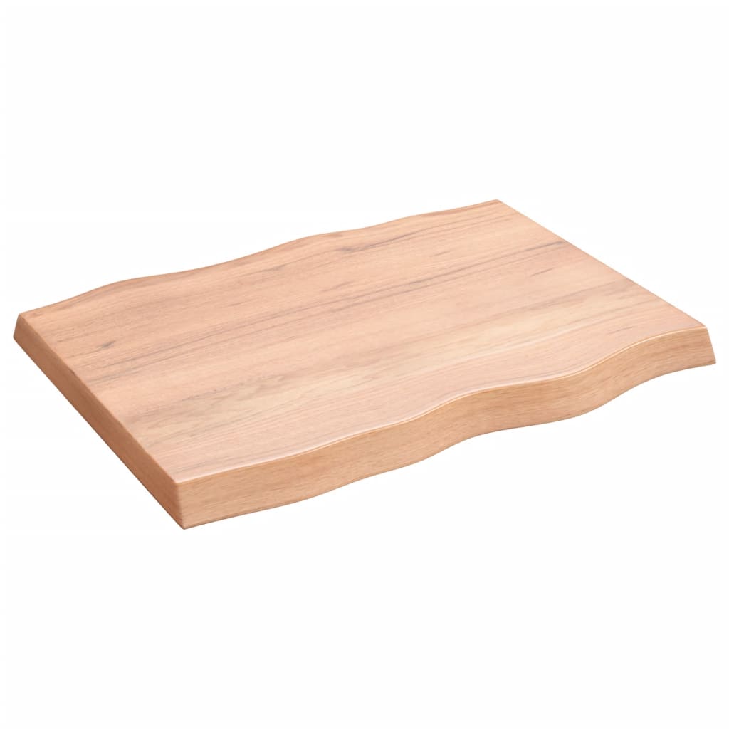 bordplade 80x60x(2-6) cm naturlig kant behandlet træ lysebrun