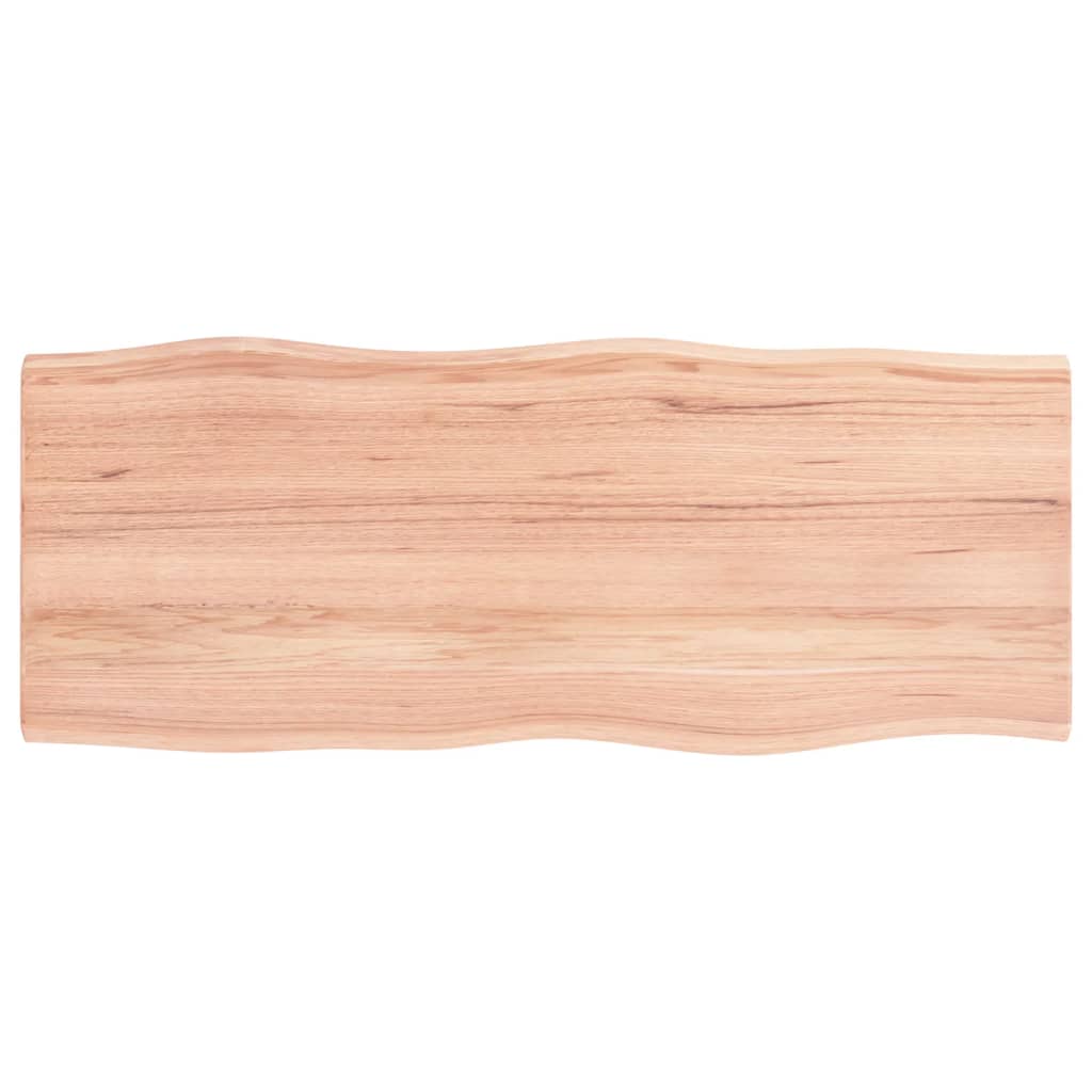bordplade 100x40x2 cm naturlig kant behandlet egetræ lysebrun