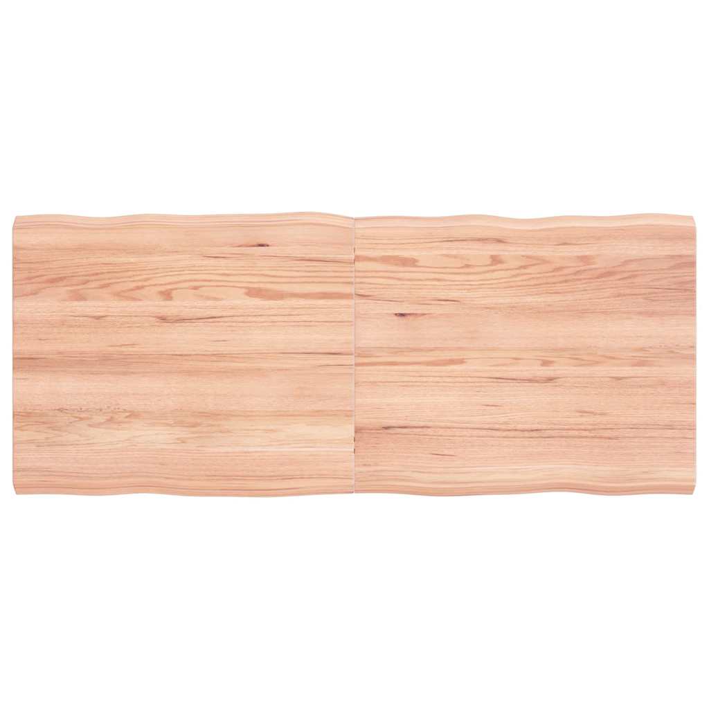 bordplade 120x50x(2-4) cm naturlig kant behandlet træ lysebrun billede