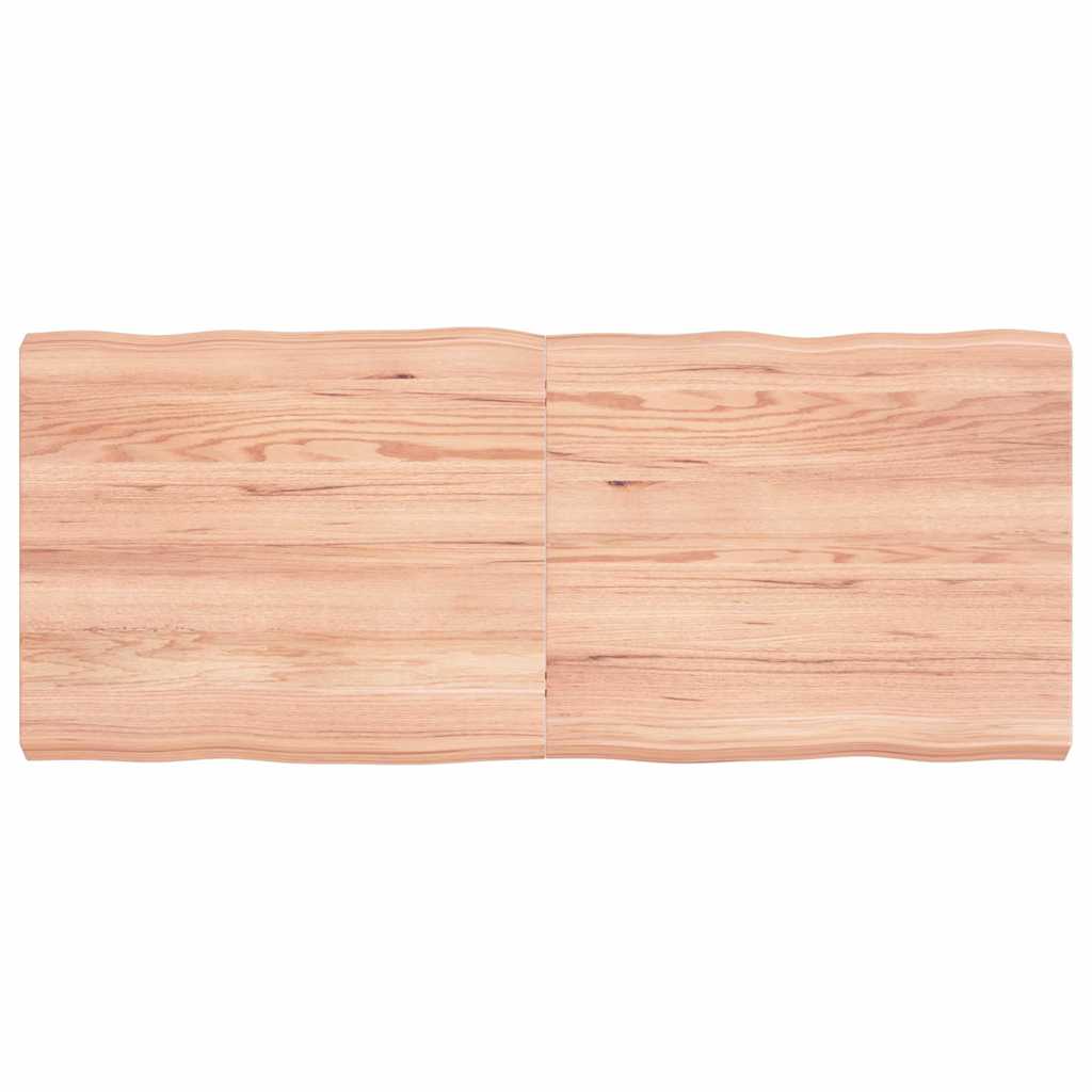 bordplade 120x50x(2-6) cm naturlig kant behandlet træ lysebrun billede