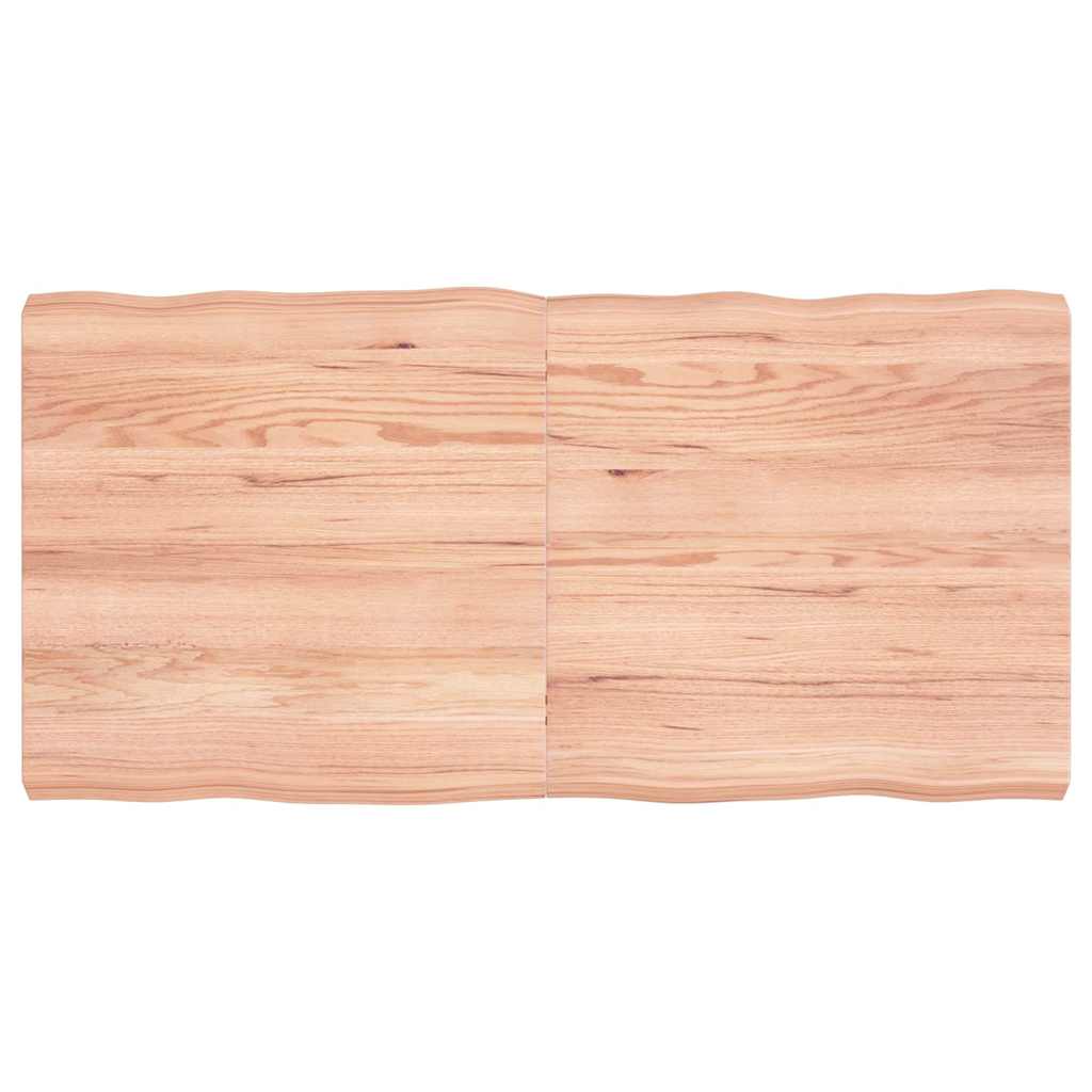 Bordplade Naturlig Kant Behandlet Egetræ Lysebrun - 120 x 60 x 6 cm