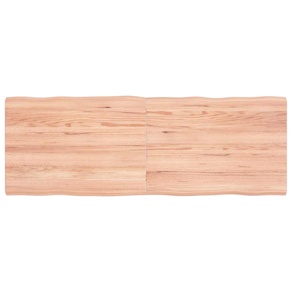 bordplade 140x50x(2-4) cm naturlig kant behandlet træ lysebrun billede