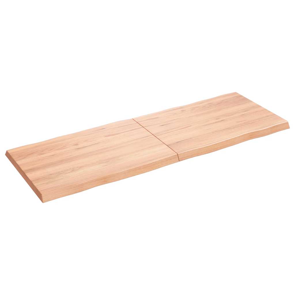 bordplade 140x50x(2-4) cm naturlig kant behandlet træ lysebrun