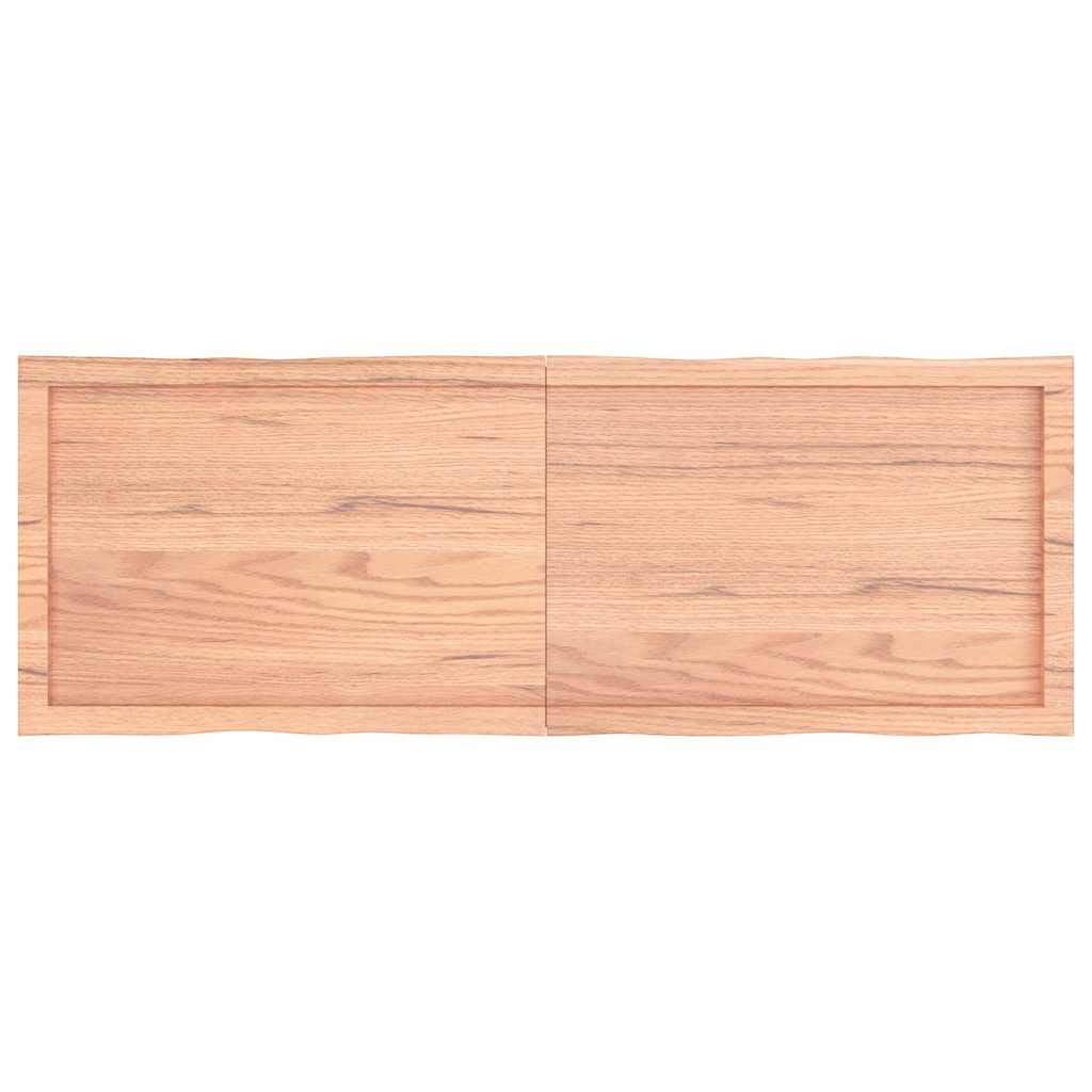 bordplade 140x50x(2-4) cm naturlig kant behandlet træ lysebrun