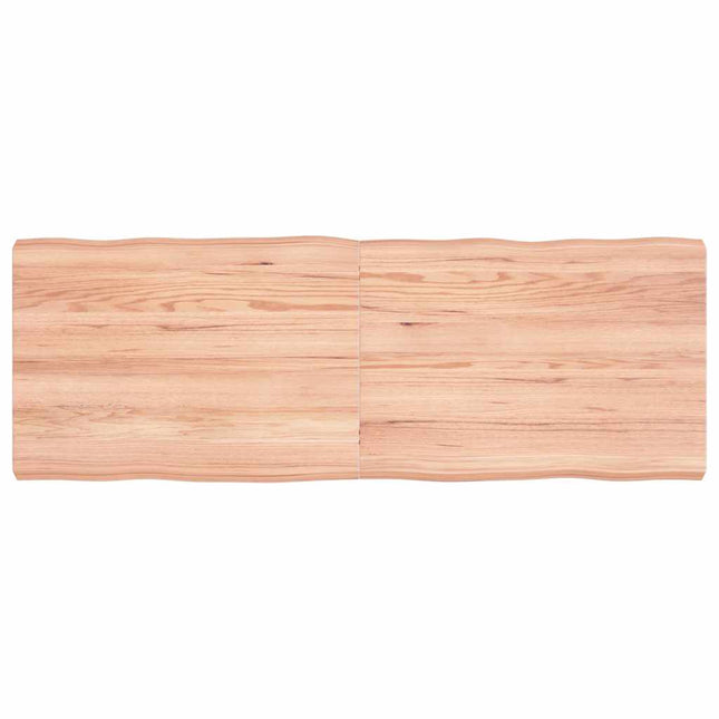 bordplade 140x50x(2-6) cm naturlig kant behandlet træ lysebrun