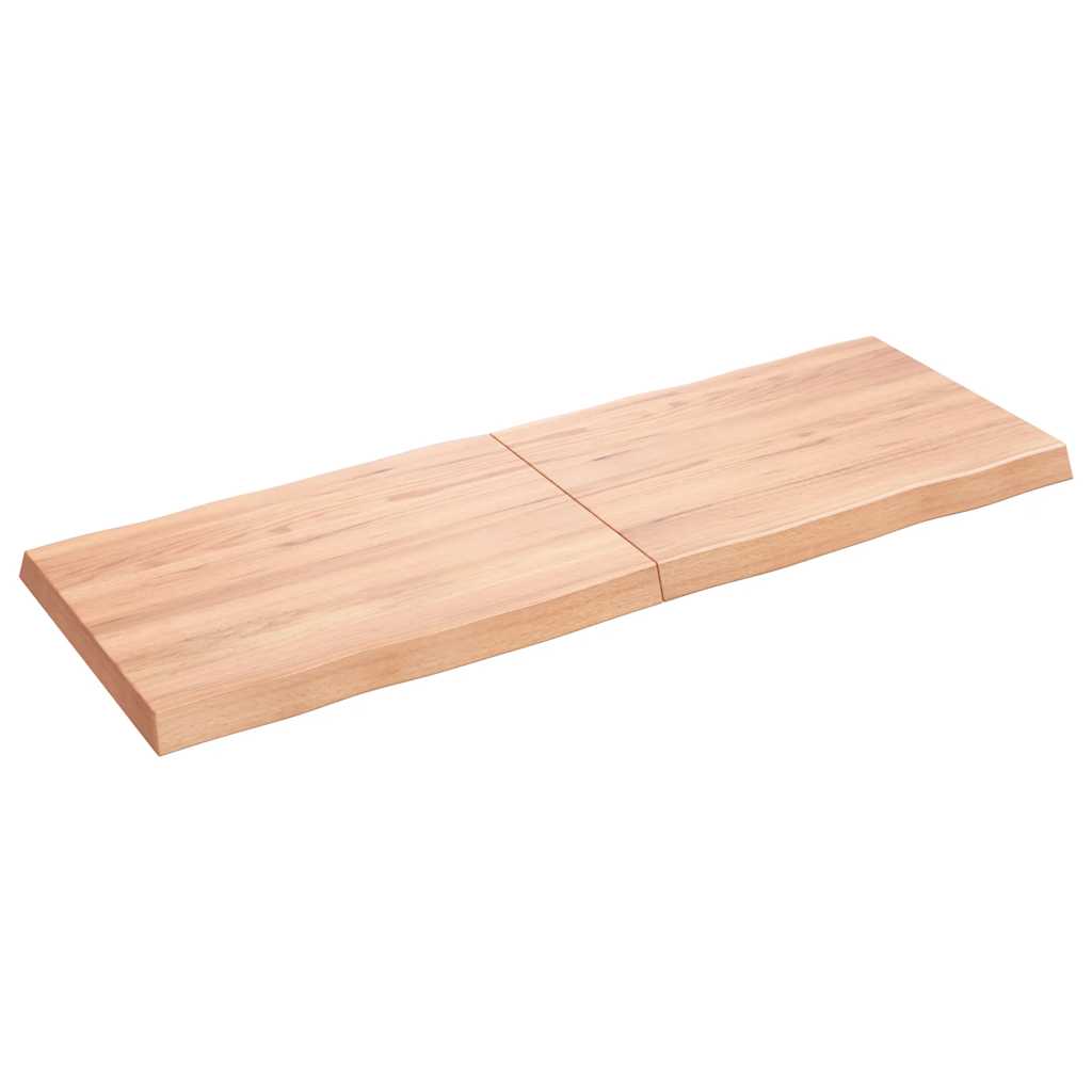 bordplade 140x50x(2-6) cm naturlig kant behandlet træ lysebrun