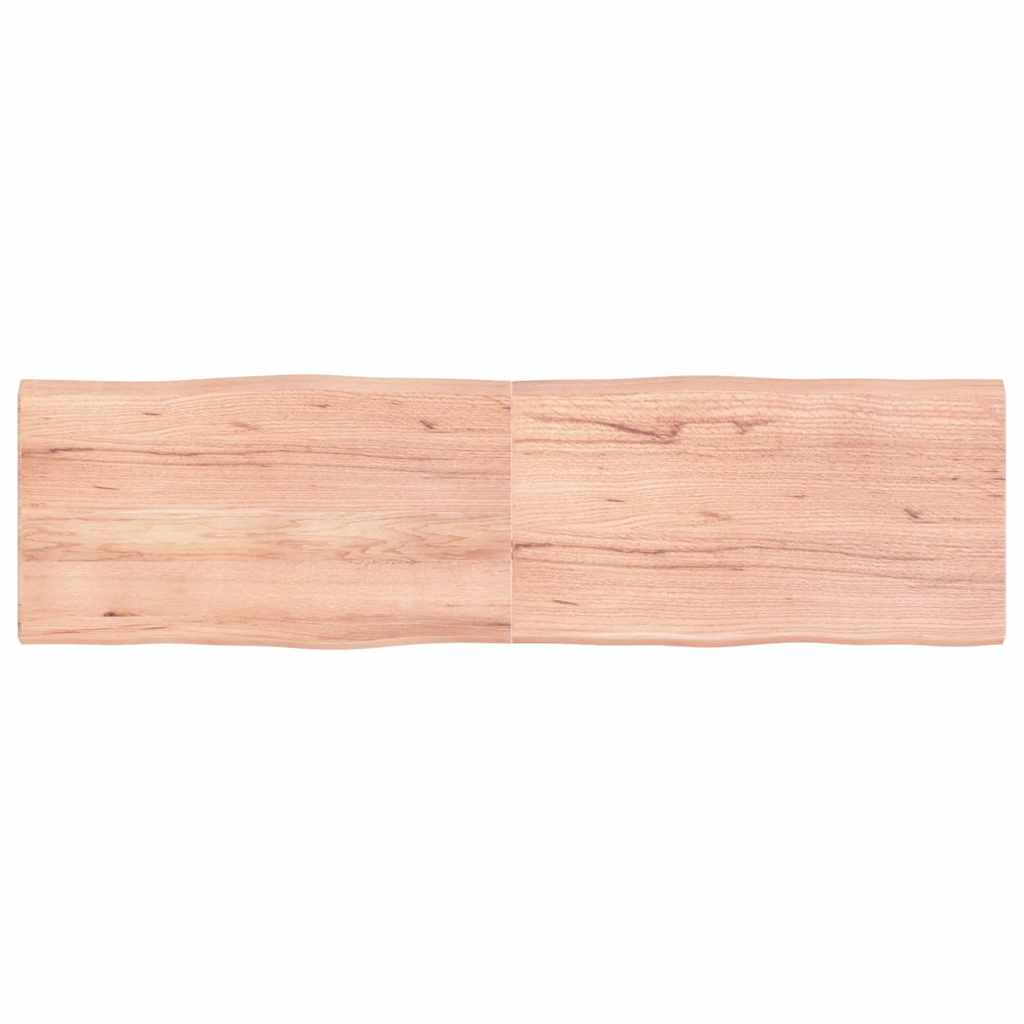 bordplade 180x50x(2-4) cm naturlig kant behandlet træ lysebrun billede