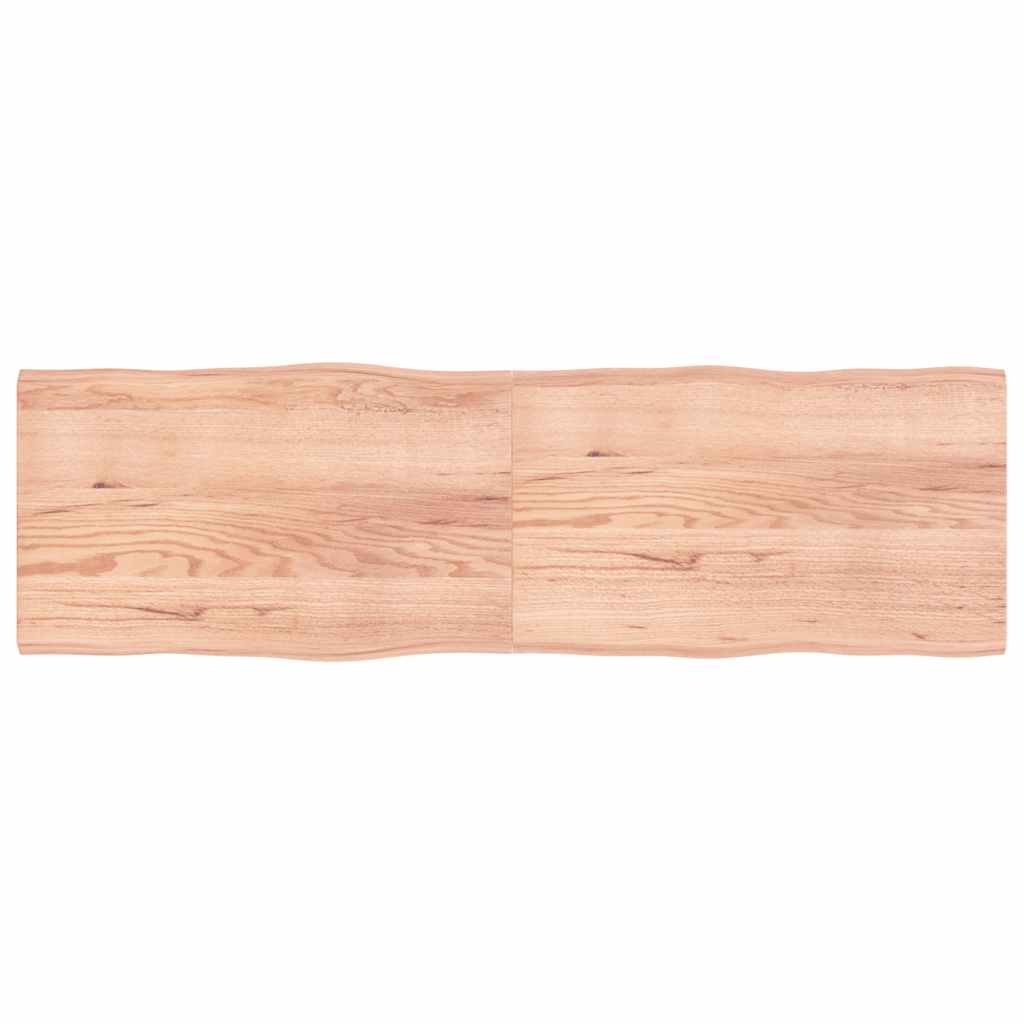 Bordplade i massivt egetræ 200×60×(2-4) cm - naturlig kant, lysebrun
