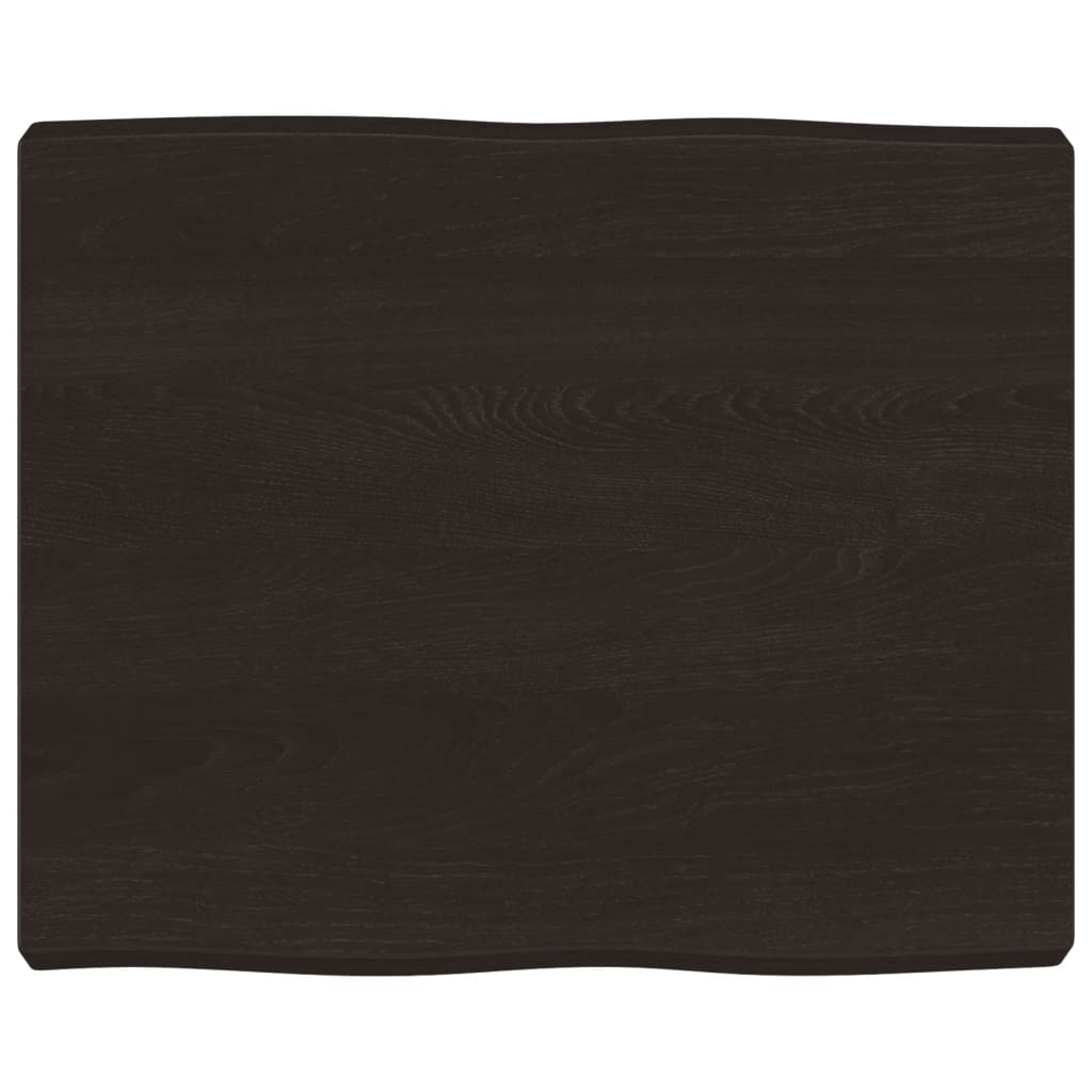 bordplade 60x50x(2-6) cm naturlig kant behandlet træ mørkebrun
