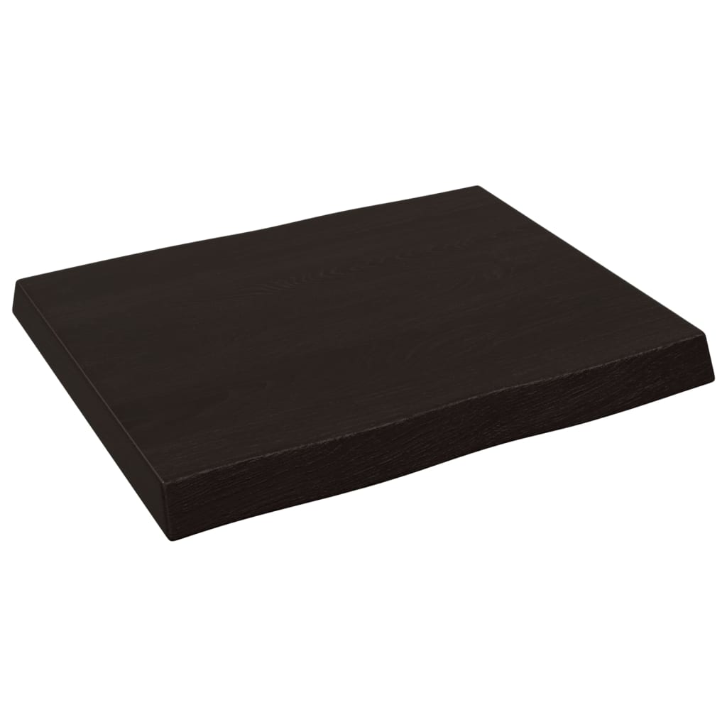 bordplade 60x50x(2-6) cm naturlig kant behandlet træ mørkebrun