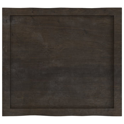bordplade 60x50x(2-6) cm naturlig kant behandlet træ mørkebrun